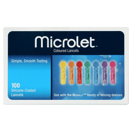 Microlet Colored Lancets 100 Count – Silicone-Coated for Smooth Blood Glucose Testing