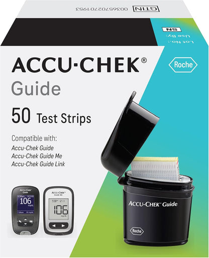 Accu-Chek Guide 50-count test strips for diabetes monitoring – no coding required