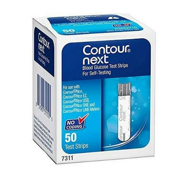 Contour Next Test Strips 50 count – Blood Glucose Monitoring Strips with Second‑Chance Sampling