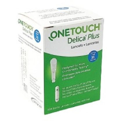 OneTouch Delica Plus Lancets 33G 100 Count – Silicone-Coated Lancets for Blood Glucose Testing