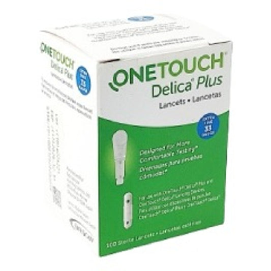 OneTouch Delica Plus Lancets 33G 100 Count – Silicone-Coated Lancets for Blood Glucose Testing