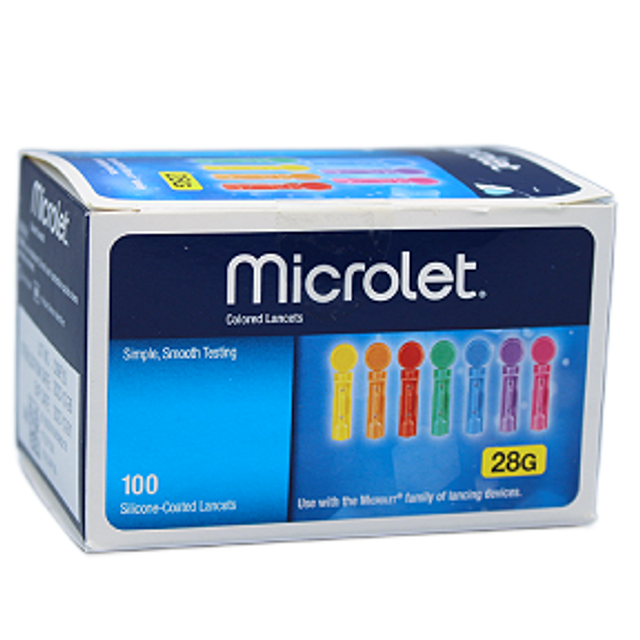 Microlet Colored Lancets 100 Count – Silicone-Coated for Smooth Blood Glucose Testing
