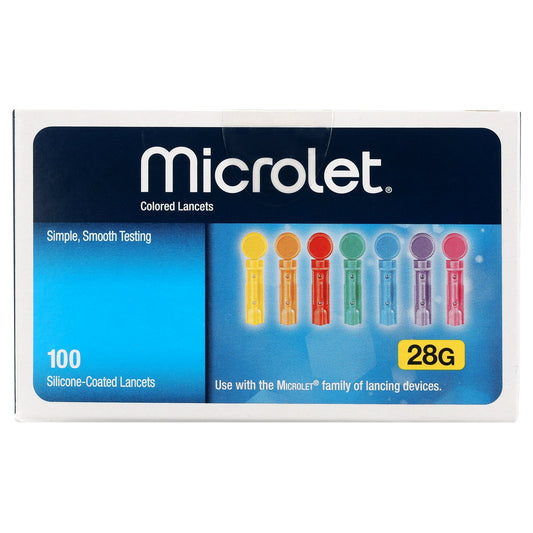 Microlet Colored Lancets 100 Count – Sterile Silicone-Coated Lancets for Blood Glucose Testing