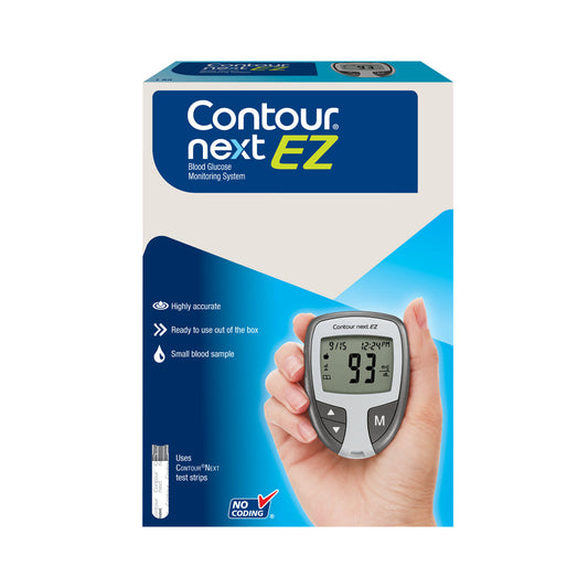 Contour Next EZ blood glucose meter with large display and test strip