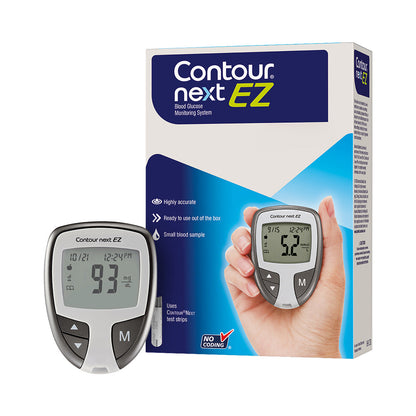 Contour Next EZ blood glucose meter with large display and test strip